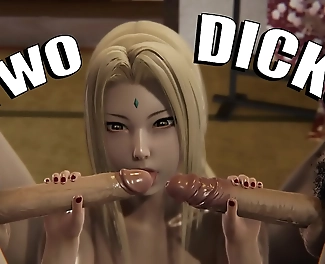 JAV Dreams: Two Stroking Dicks for Sexy Tsunades Oral Pleasure