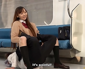 Hot Asian Chick Risa Dominates Sissy Man with Kickass Martial Arts moves on Train!