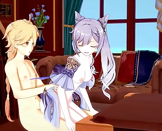 Japanese Hentai Genshin Impact Ganyu Blowjob and Fucked - Aether's Ultimate Pleasure