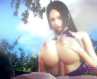 Slutty Boa Hancock's 3D Hentai Adventure: Rubbing Tits, Boobjob, and Cowgirl in the Garden