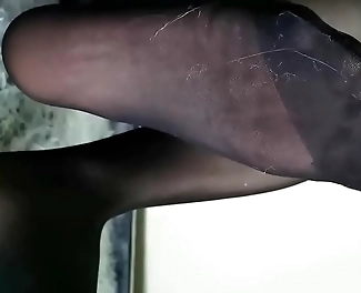 Want a big cock all over my luscious black silk feet Asian ASMR - Relax with soothing sensations and enjoy the alluring sight of a beautiful woman with enchanting features