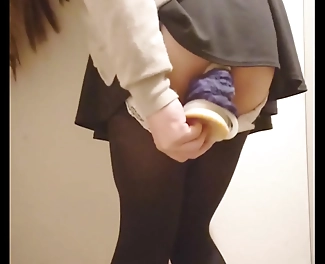Japanese Schoolgirl Dirty Showers with her Dildo in Public Changing Room Exposed!