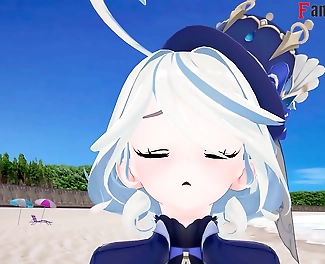 Furinas Luscious Fuck Rampage on the Beach: Genshins Impactful Cumshot