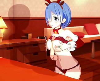 Luscious ReZero Rem Enchants with Her Anal Ride and Creamy Holiday Cumshot